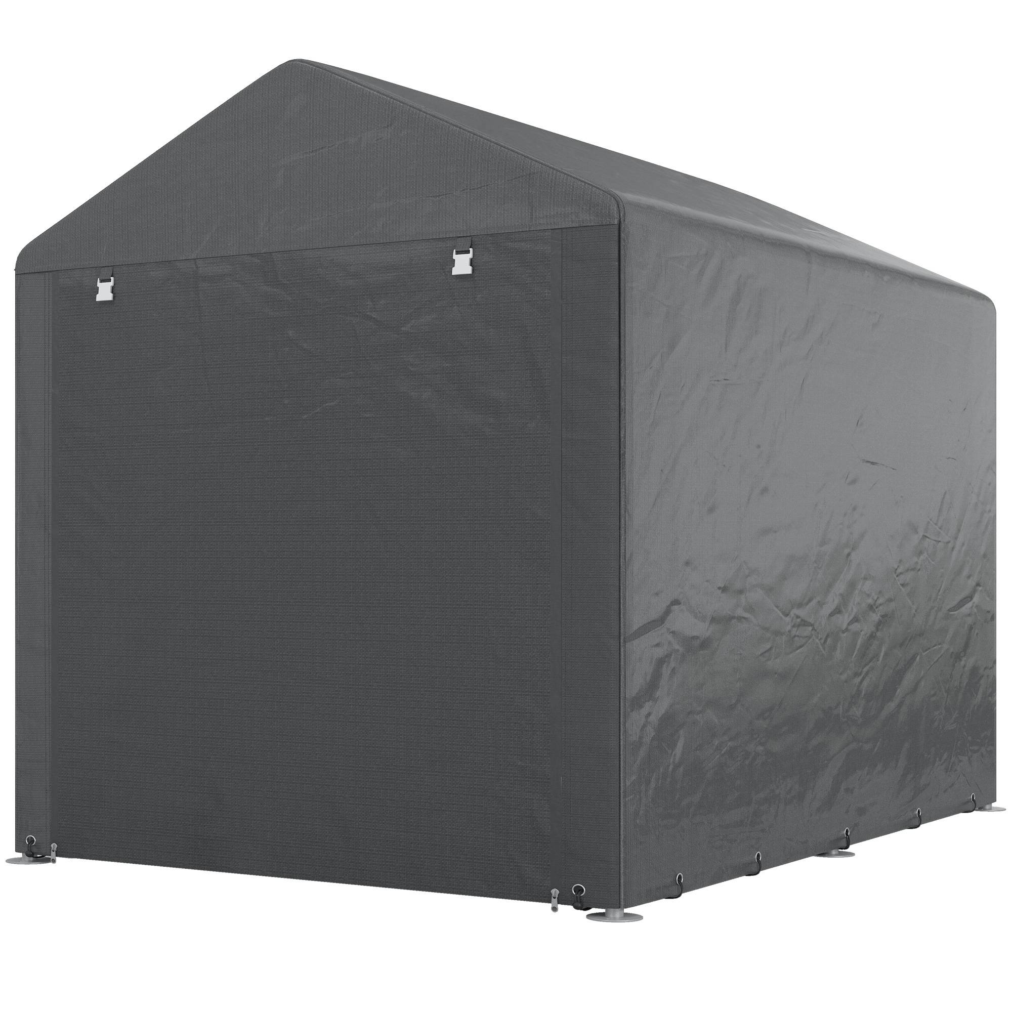 Sans Marque - Abri outils vélos motos 1,6x2,2x1,7 m 2 compartiments porte zip imperméable gris - Image 2