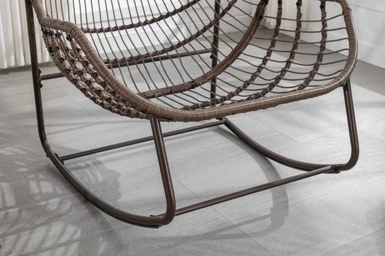 Fauteuil à bascule rotin synthétique extérieur coussin rembourré orange 90x106cm - ComfortXL Outdoor Living - Image 2