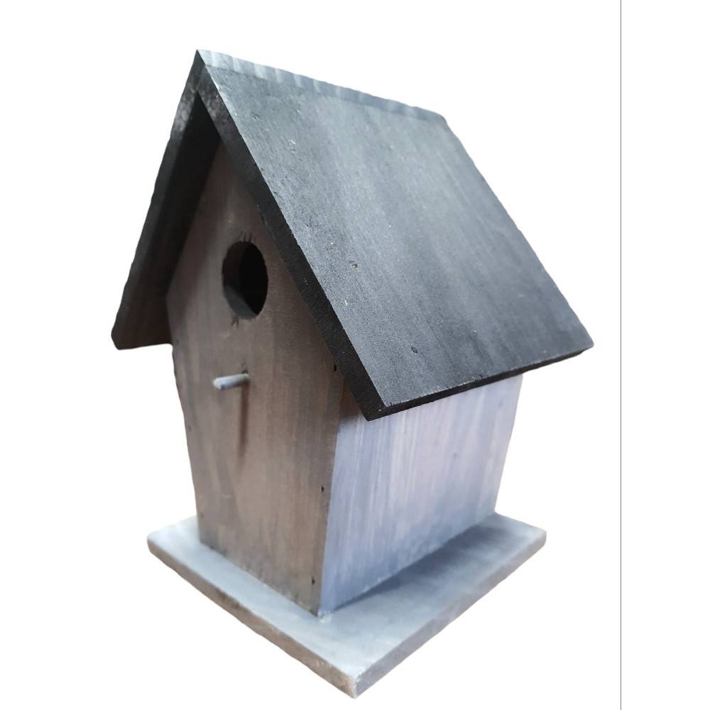 Nichoir pour oiseaux 18.5 x 15 x 23 cm en bois gris / noir - Imagen 5