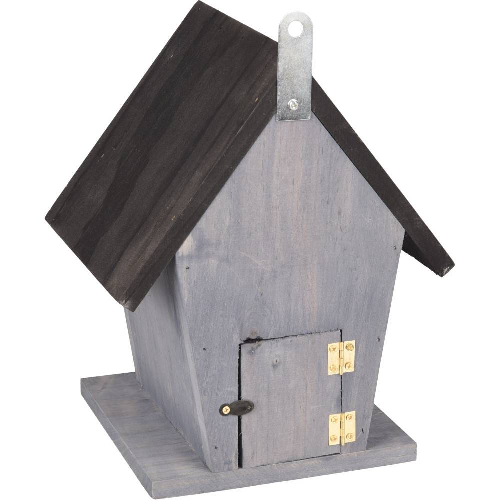 Nichoir pour oiseaux 18.5 x 15 x 23 cm en bois gris / noir - Imagen 4