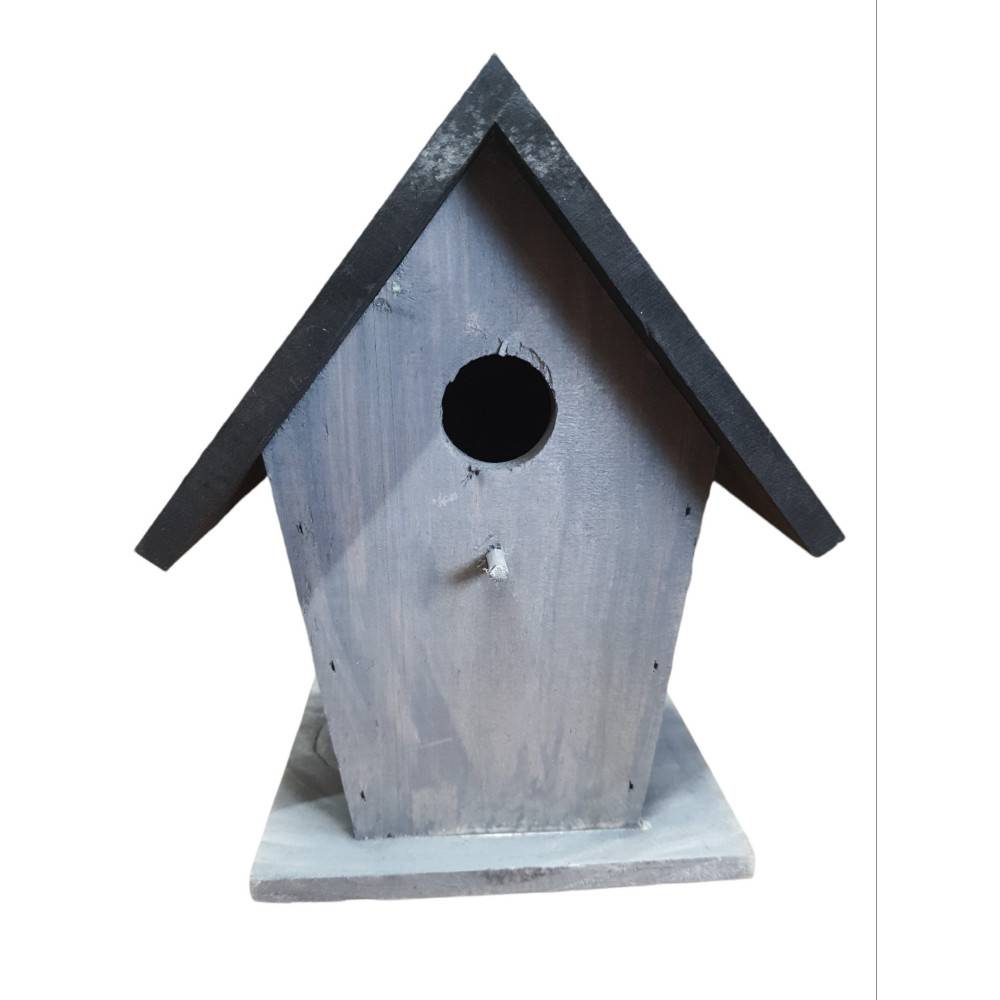 Nichoir pour oiseaux 18.5 x 15 x 23 cm en bois gris / noir - Imagen 1