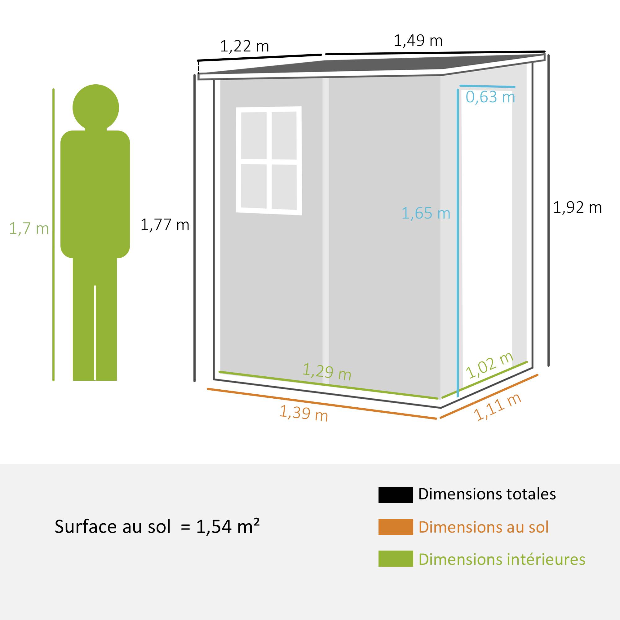 ComfortXL - Abri de jardin aluminium extérieur rangement outils avec fenêtre toit pente 122x149x192cm gris - ComfortXL Outdoor Living - Image 5