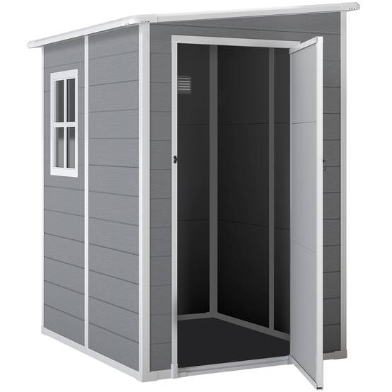ComfortXL - Abri de jardin aluminium extérieur rangement outils avec fenêtre toit pente 122x149x192cm gris - ComfortXL Outdoor Living - Image 2