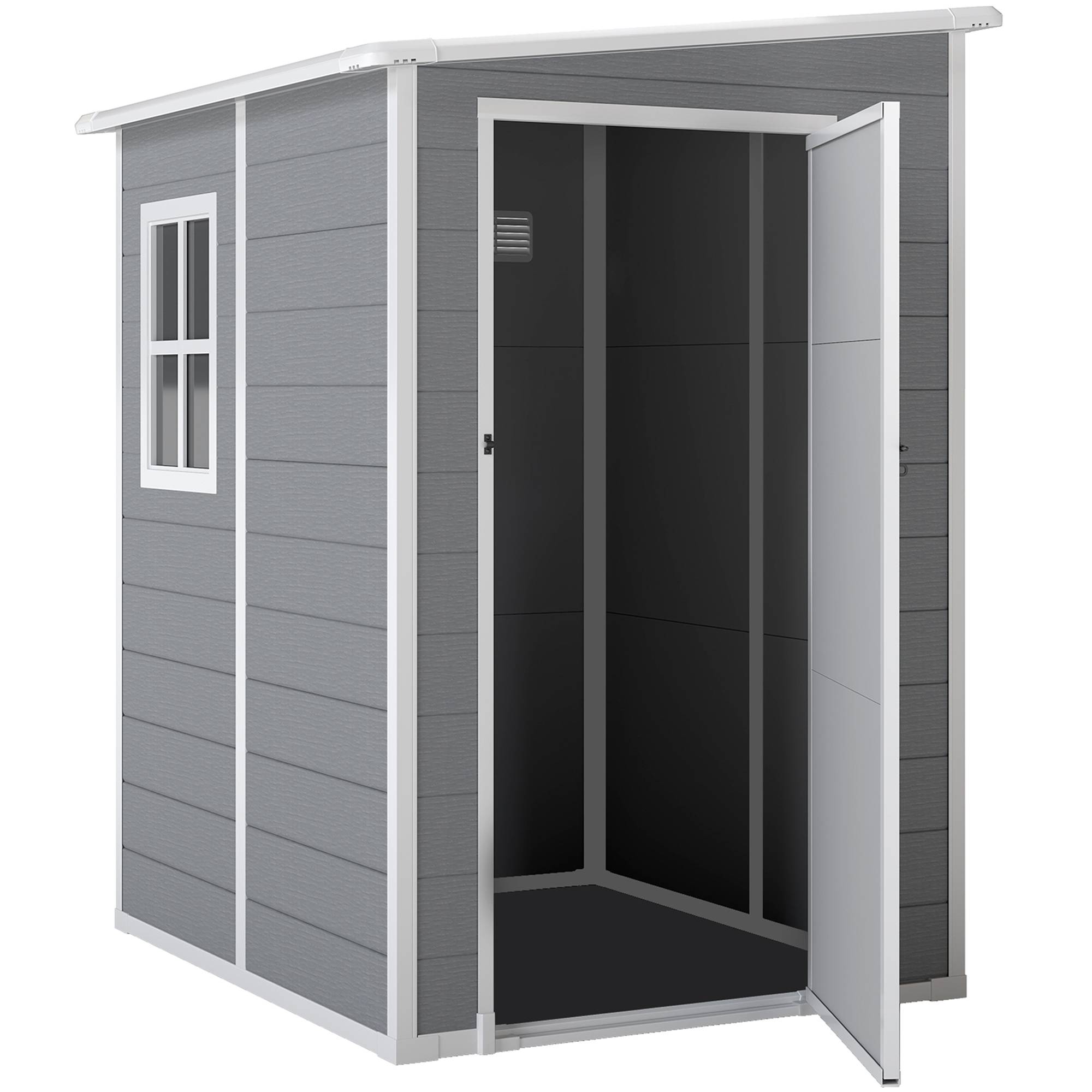 ComfortXL - Abri de jardin aluminium extérieur rangement outils avec fenêtre toit pente 122x149x192cm gris - ComfortXL Outdoor Living - Image 2