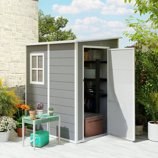 ComfortXL - Abri de jardin aluminium extérieur rangement outils avec fenêtre toit pente 122x149x192cm gris - ComfortXL Outdoor Living - Image 3