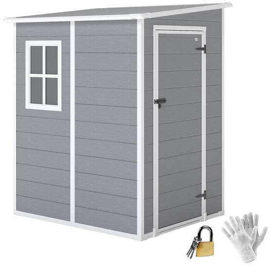 ComfortXL - Abri de jardin aluminium extérieur rangement outils avec fenêtre toit pente 122x149x192cm gris - ComfortXL Outdoor Living - Image 1
