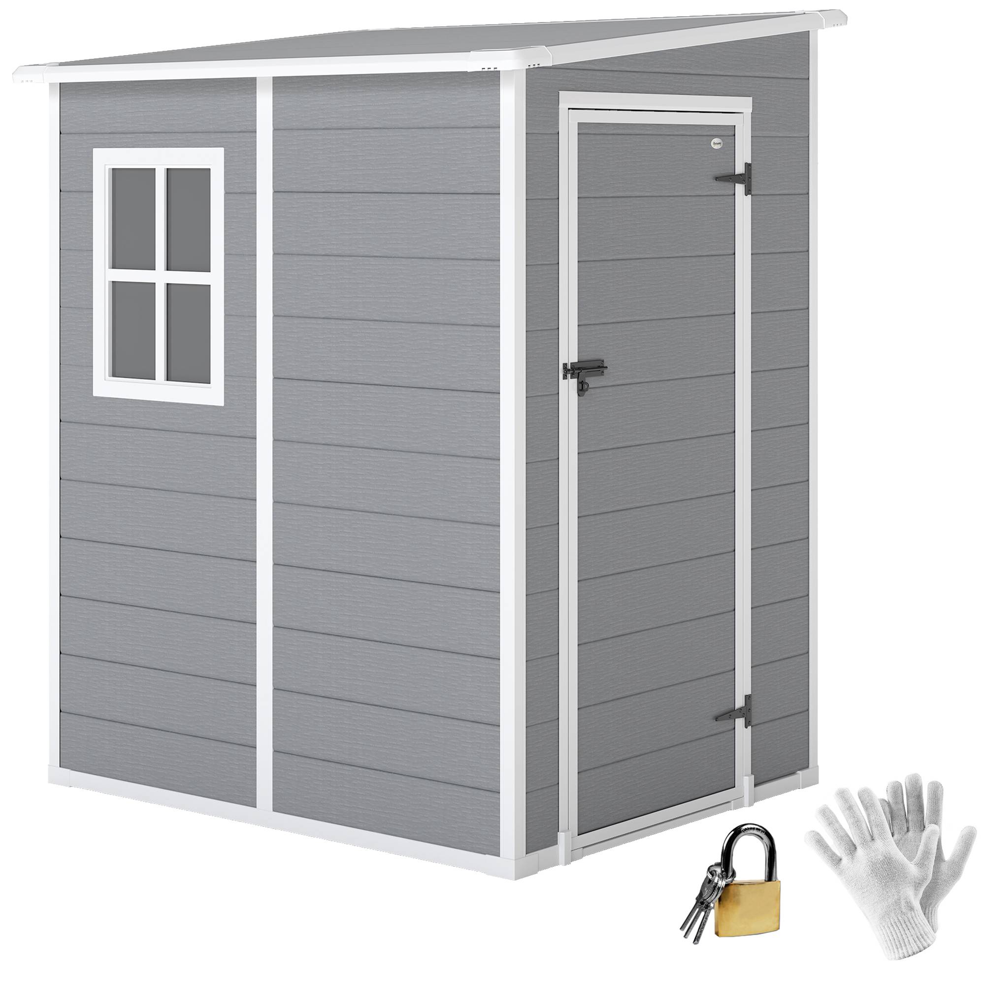 ComfortXL - Abri de jardin aluminium extérieur rangement outils avec fenêtre toit pente 122x149x192cm gris - ComfortXL Outdoor Living - Image 1