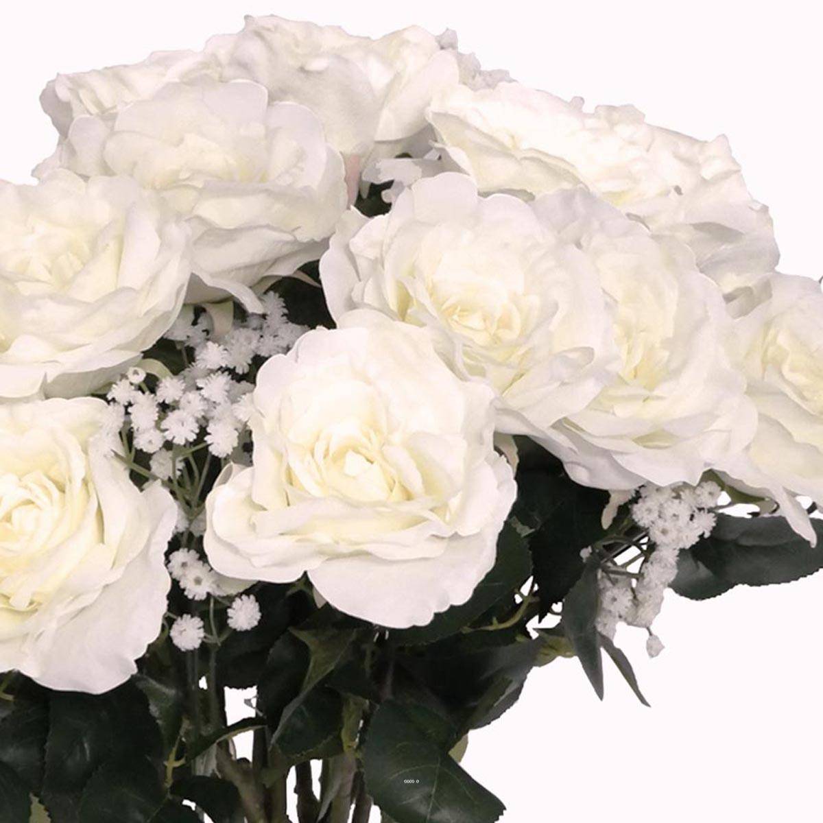 Bouquet artificiel création fleuriste calme blanc x15 roses H 75 cm - Image 3