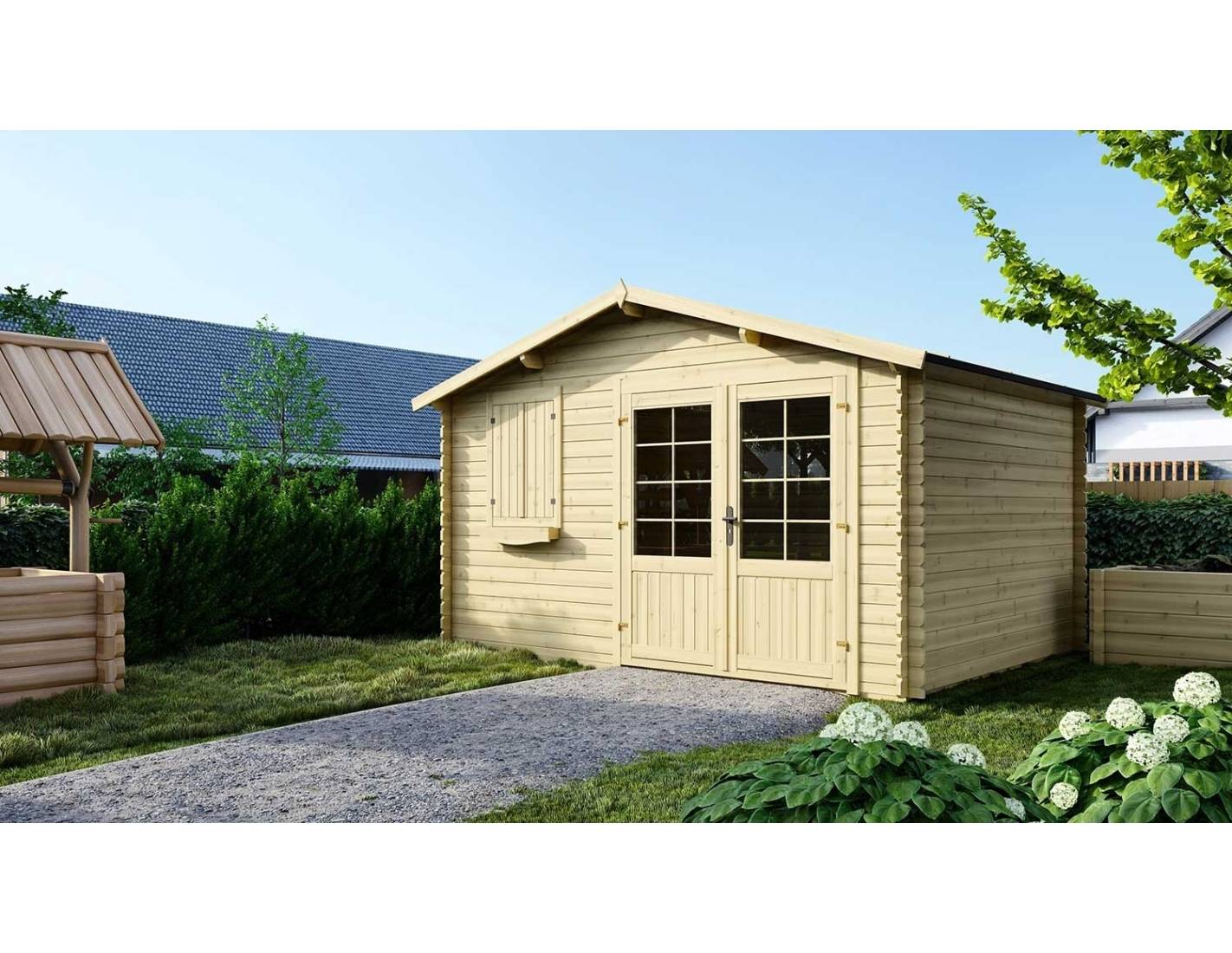 Altanka - Abri de jardin en bois - 12m2 - 4x3m - Ep. 28mm - Couleur: naturel - DOM124 - ALTANKA - Imagen 2