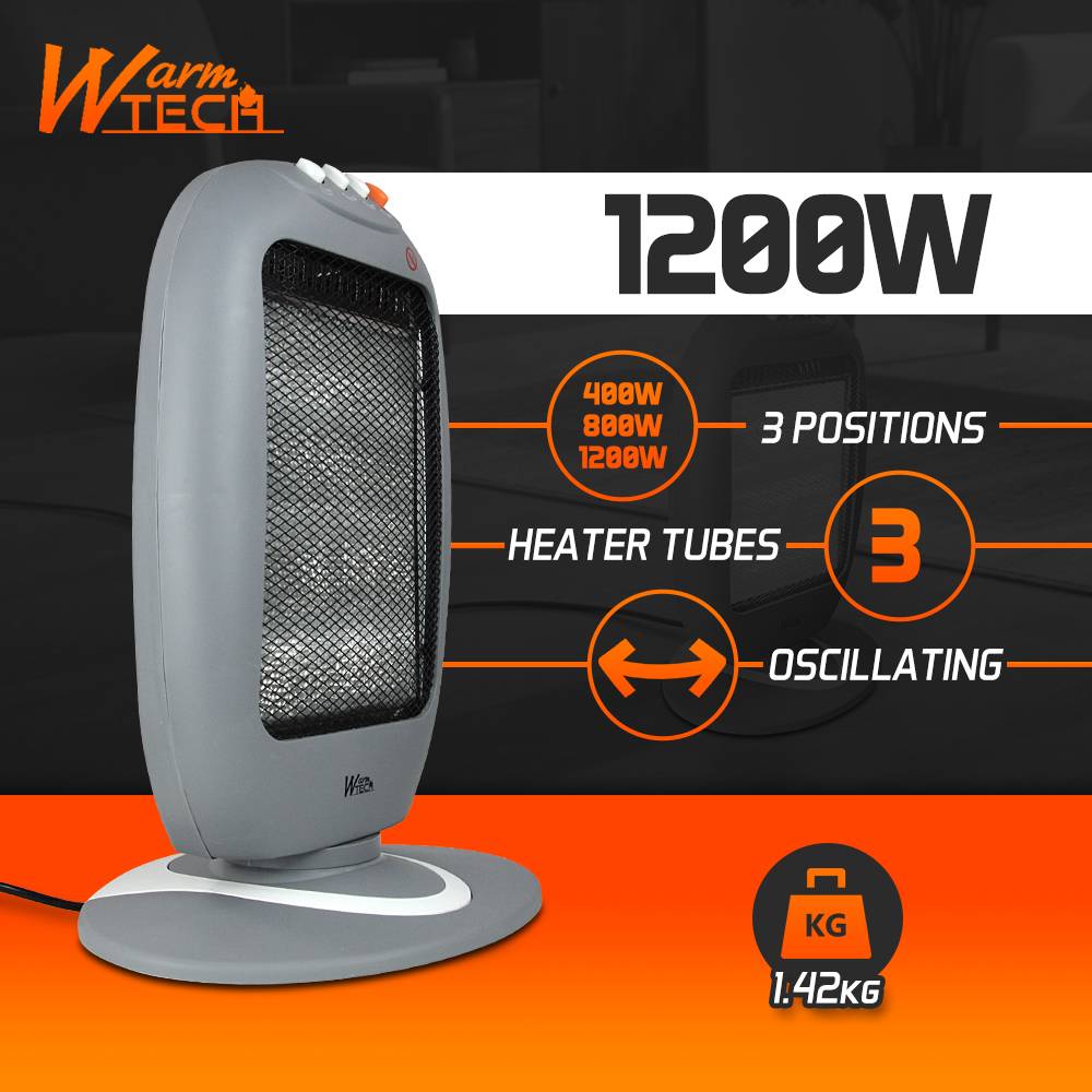 Chauffage halogène oscillant 1200W - 3 positions, Oscillant - Image 2