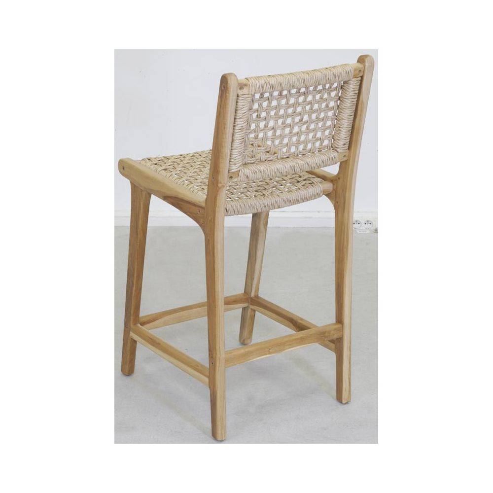 Aubry Gaspard - Tabouret bar en teck naturel et cannage BAIA (Lot de 2) Hauteur 100 cm - Imagen 3