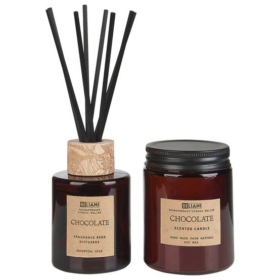 Beliani - Diffuseur de parfum Cire de soja Marron DARK ELEGANCE - 7x7x9- Beliani - Image 2