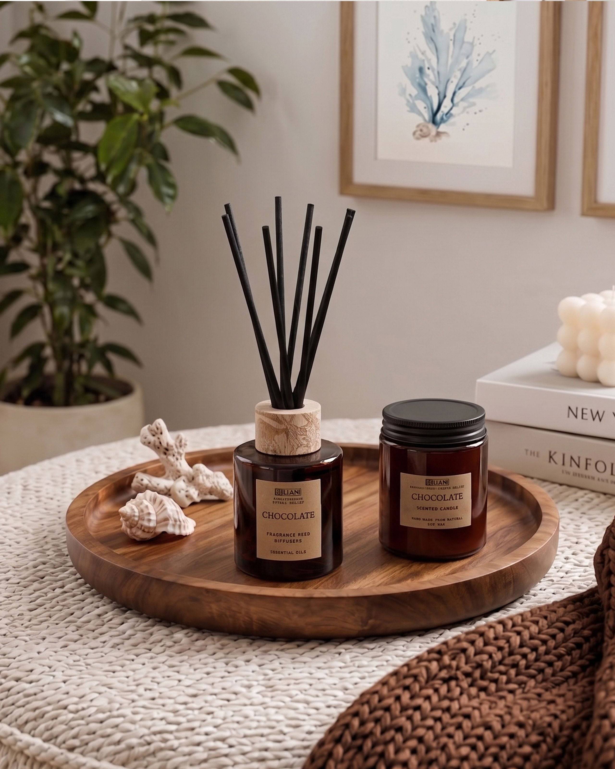 Beliani - Diffuseur de parfum Cire de soja Marron DARK ELEGANCE - 7x7x9- Beliani - Image 1