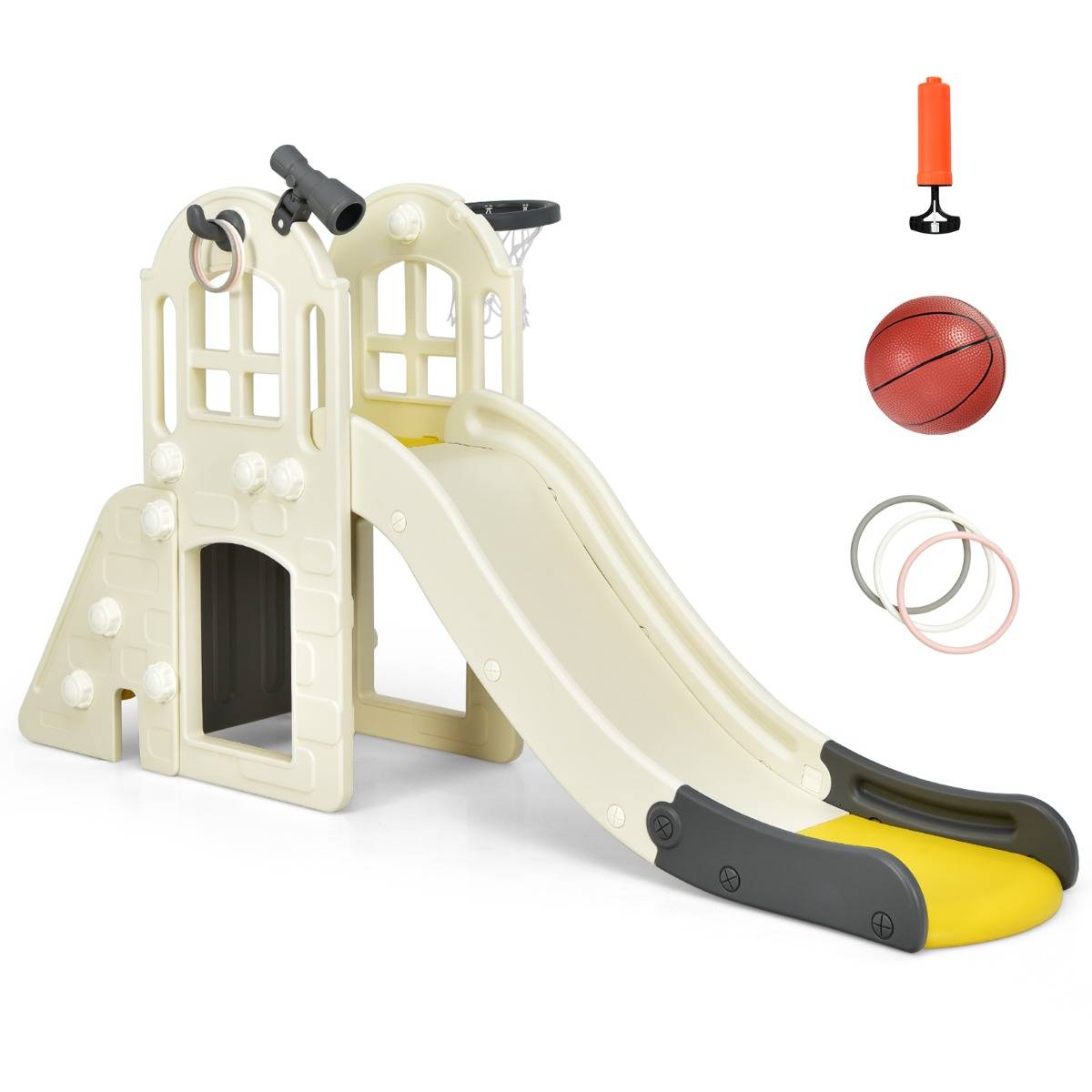 Toboggan pour Enfant 6 en 1 - Glisse de 140 CM 3-8 Ans Toboggan Intérieure & Extérieure Jaune - Image 3