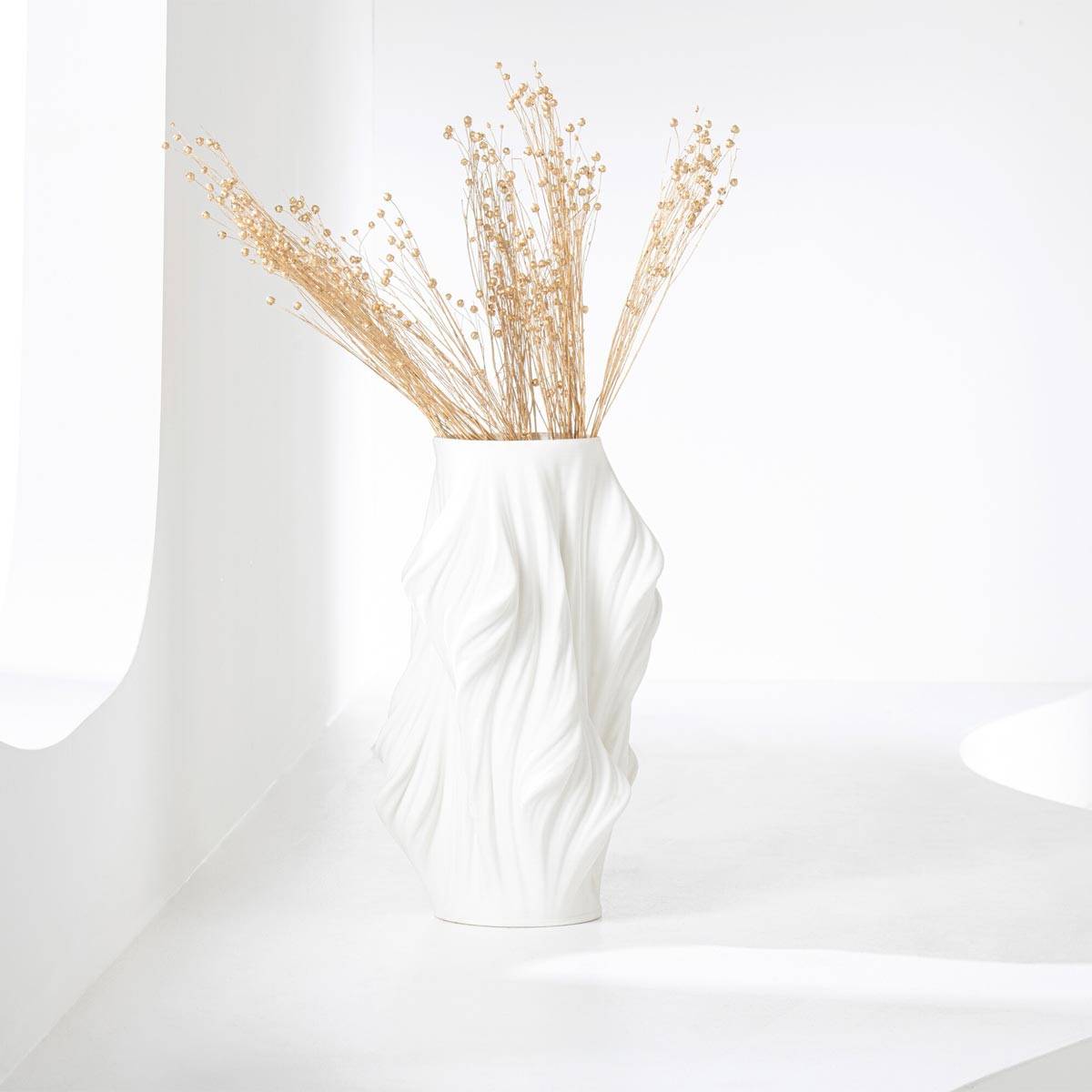 J-Line - Vase Déco en Porcelaine "Impression 3D" 40cm Blanc - Image 2