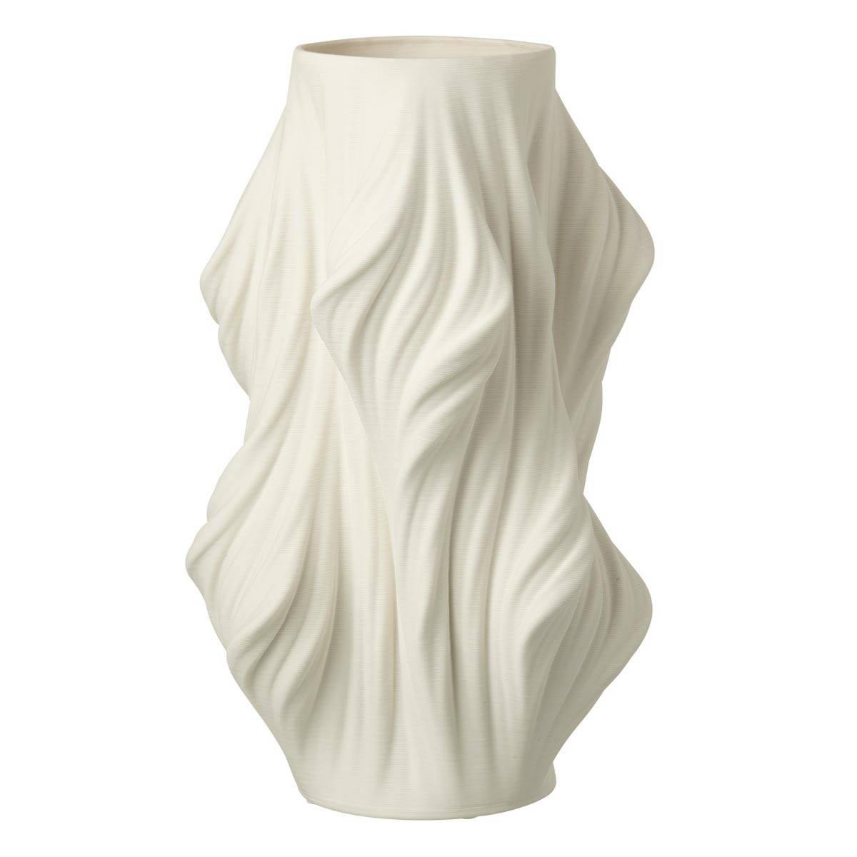 J-Line - Vase Déco en Porcelaine "Impression 3D" 40cm Blanc - Image 1