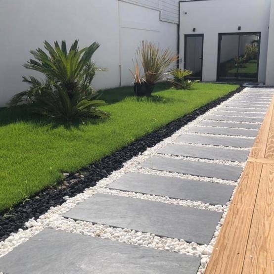 Pas japonais palis ardoise 100 x 50 x 3 cm - Noir (Lot de 1) - Jardinex - Image 3
