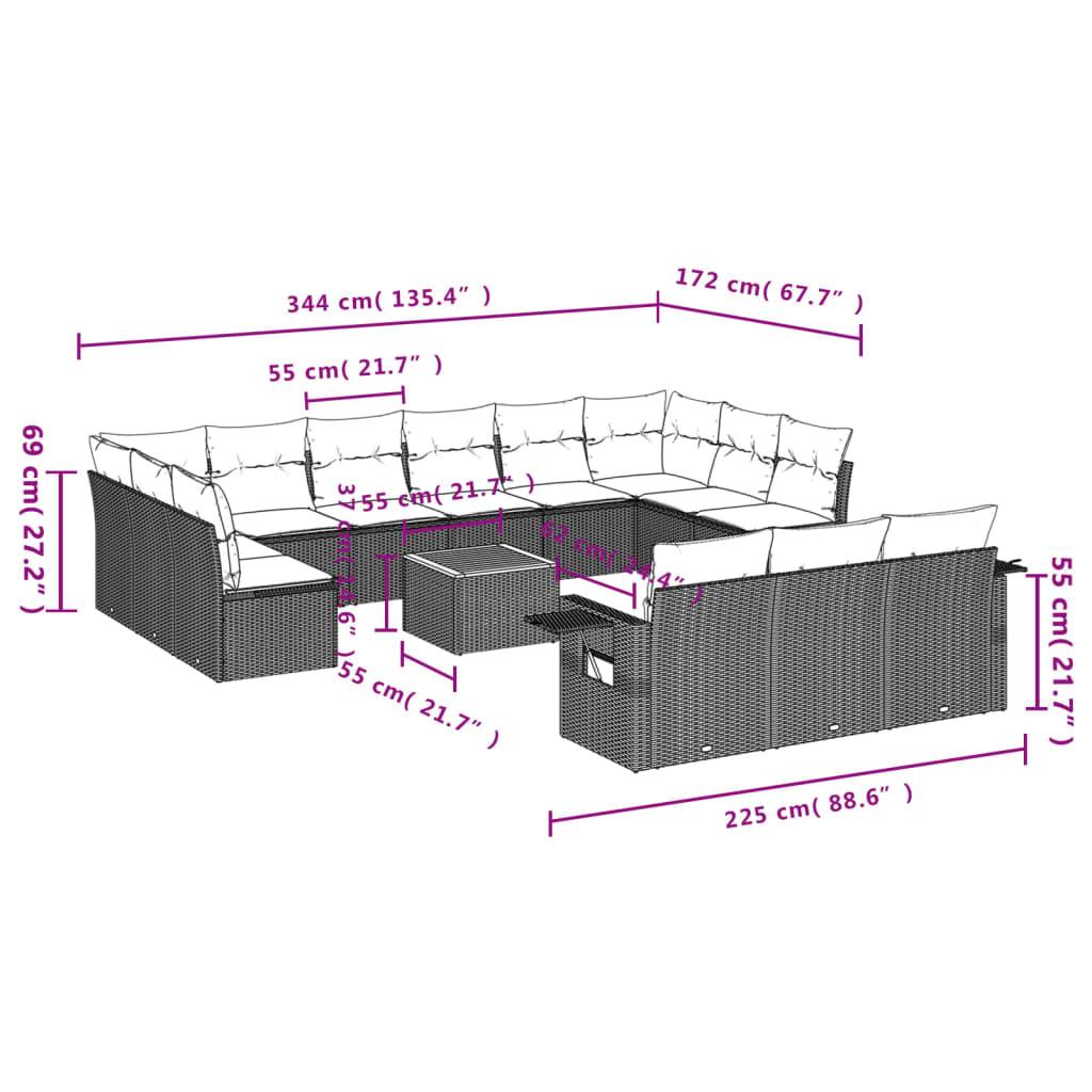 Salon de Jardin Bas 13 Places en Résine Tressée Modulable avec Coussins Épais pour Terrasse et Jardin Gris – ComfortXL Outdoor Living - Image 9