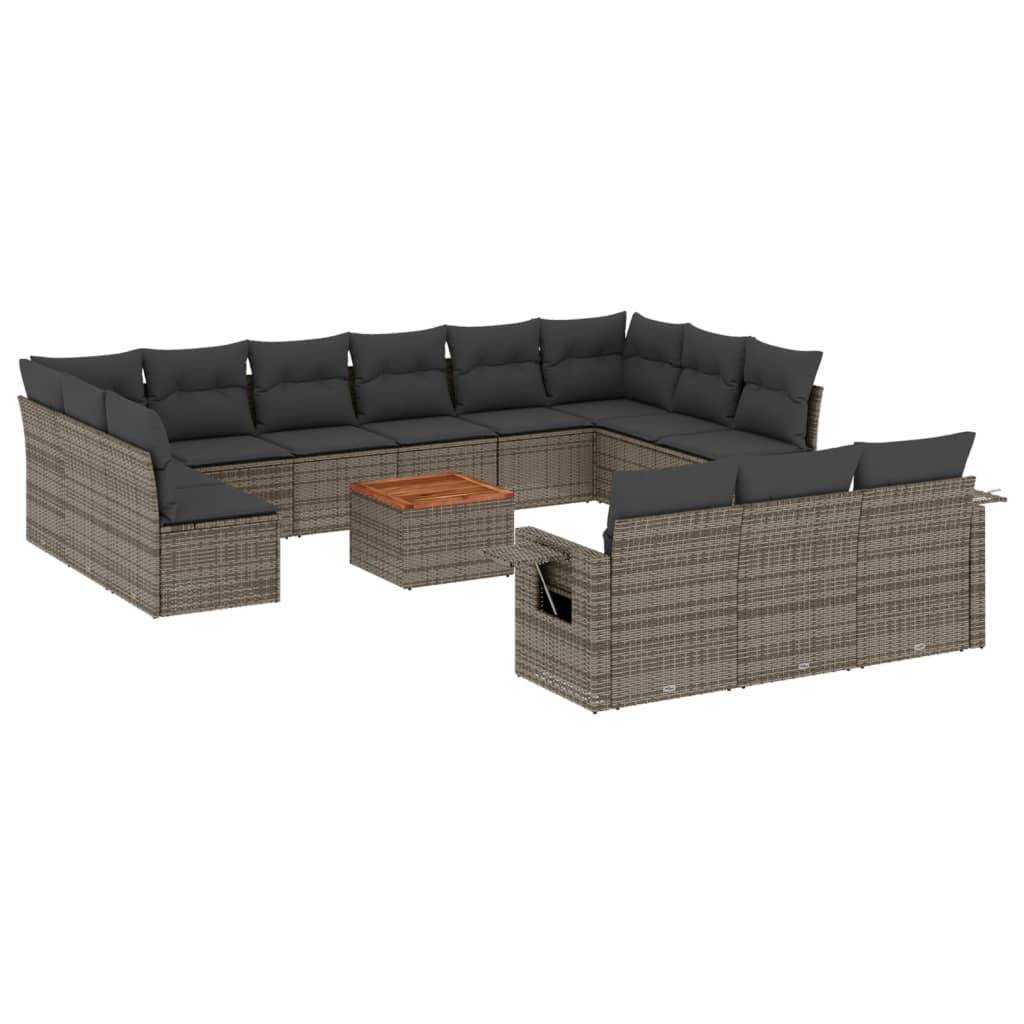 Salon de Jardin Bas 13 Places en Résine Tressée Modulable avec Coussins Épais pour Terrasse et Jardin Gris – ComfortXL Outdoor Living - Image 2