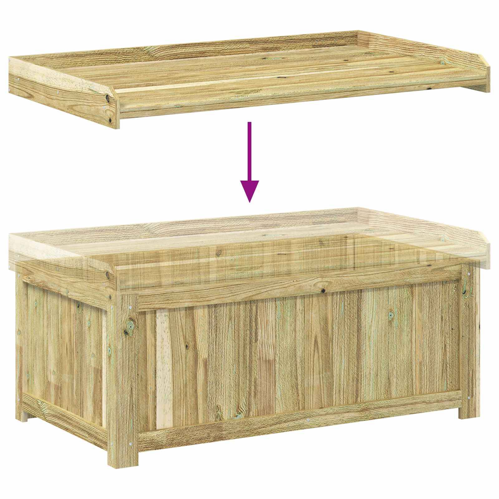 Vidaxl - Coffre à coussins d'extérieur Bois de pin imprégné vidaXL 42042675 - Image 8