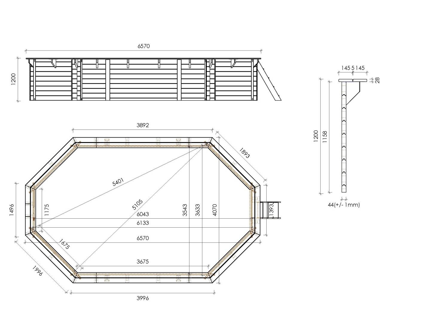 Altanka - Piscine en bois 6.57x4.07 - H.1.2 m fixations à sceller - BAS748OSPI+SZA - Imagen 6