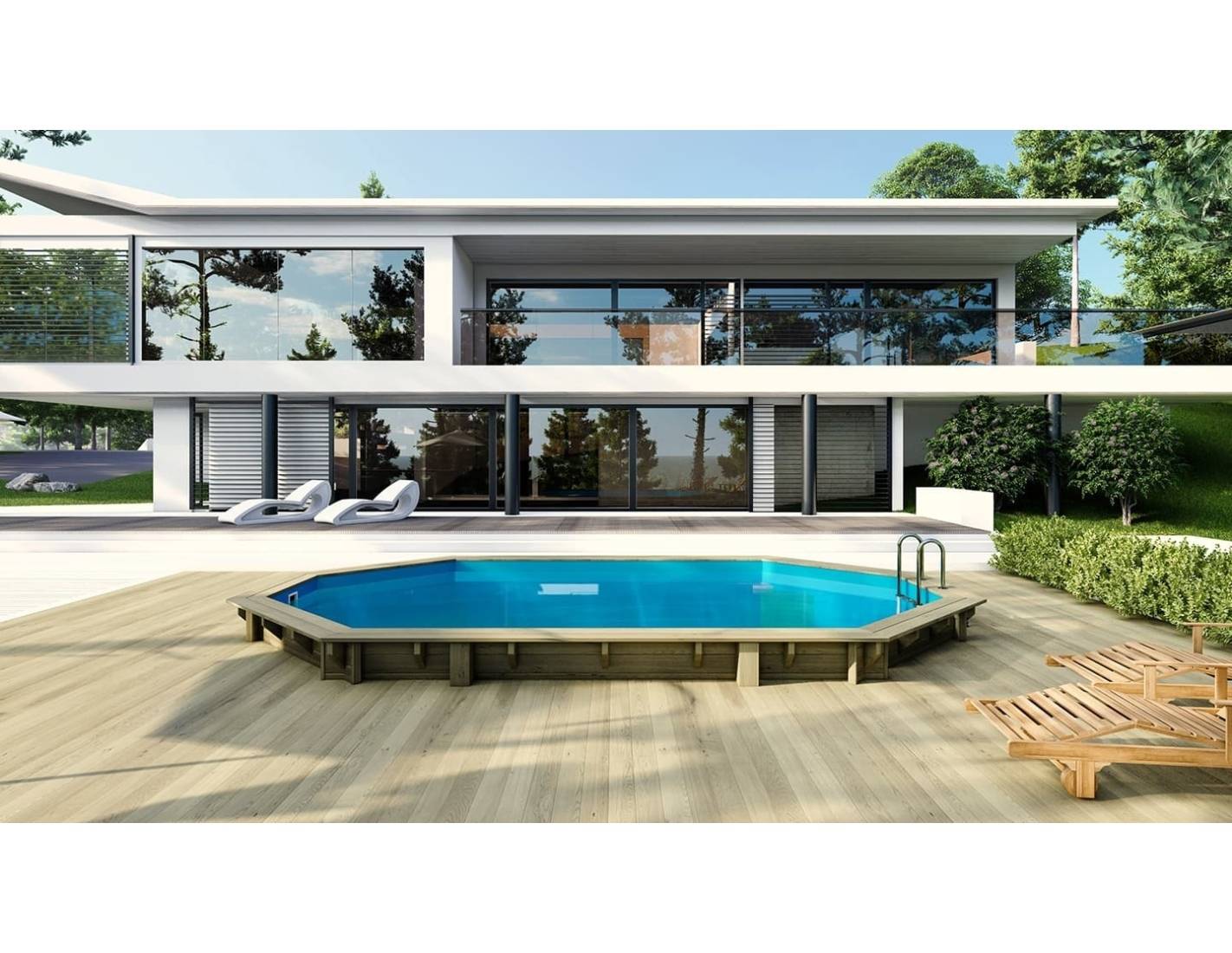 Altanka - Piscine en bois 6.57x4.07 - H.1.2 m fixations à sceller - BAS748OSPI+SZA - Imagen 2