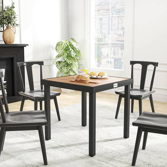 Table à manger de jardin pour 4 personnes, en aluminium, 78 x 78 x 74 cm, couleur aspect bois naturel - Image 9