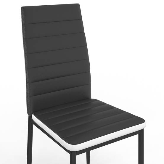 Lot de 6 chaises ROMANE noires bandeau blanc pour salle à manger - Image 6