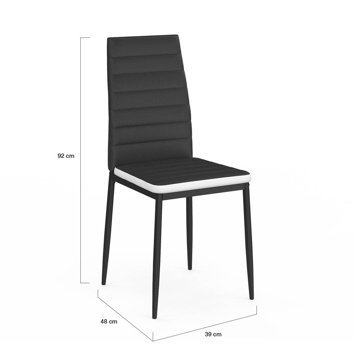 Lot de 6 chaises ROMANE noires bandeau blanc pour salle à manger - Image 5
