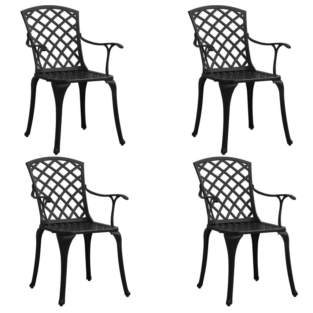 Helloshop26 - Ensemble de bistro jardin meuble extérieur terrasse 5 pièces aluminium coulé noir - Imagen 2