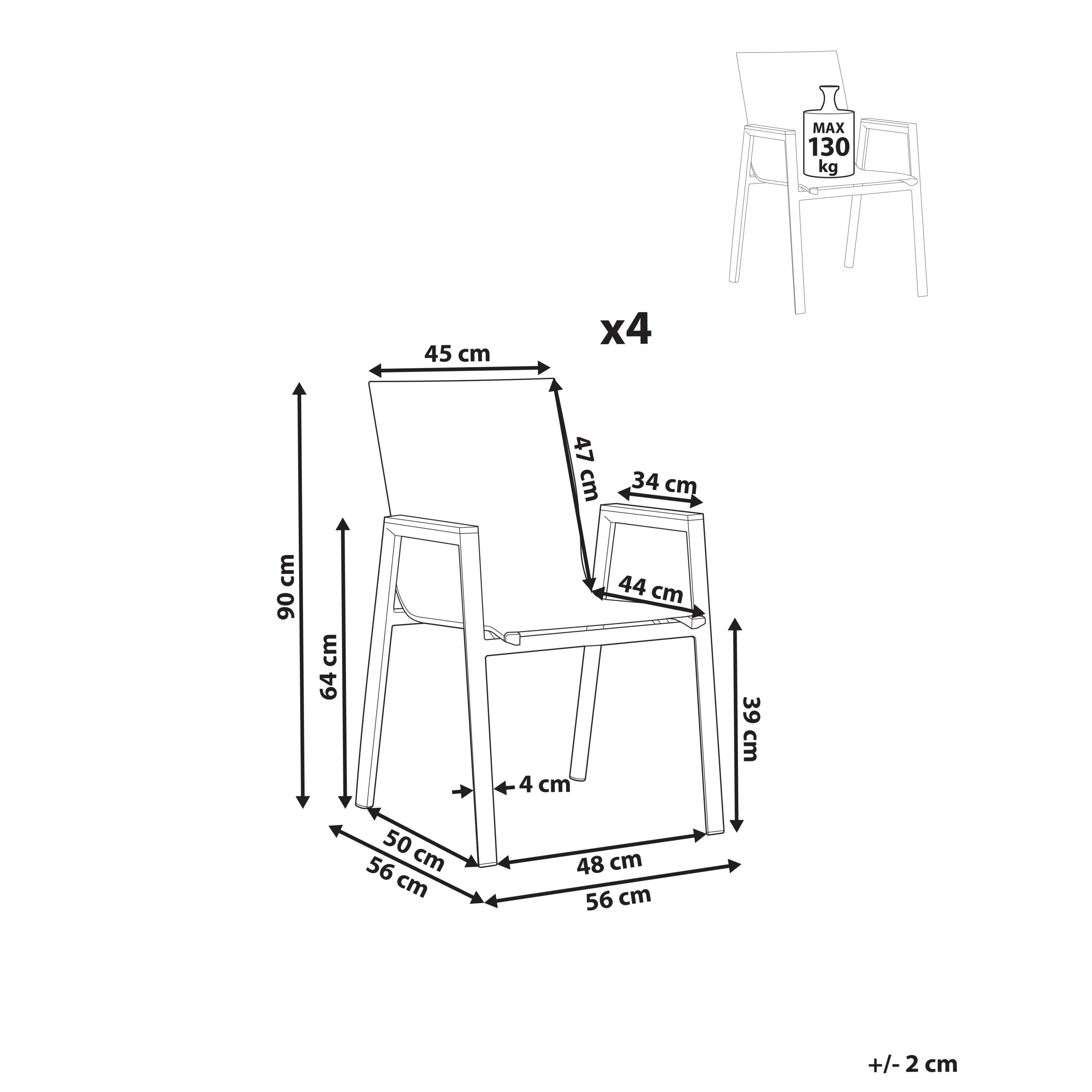 Beliani - Chaise de jardin Aluminium Taupe TIANO - Beliani - Imagen 3
