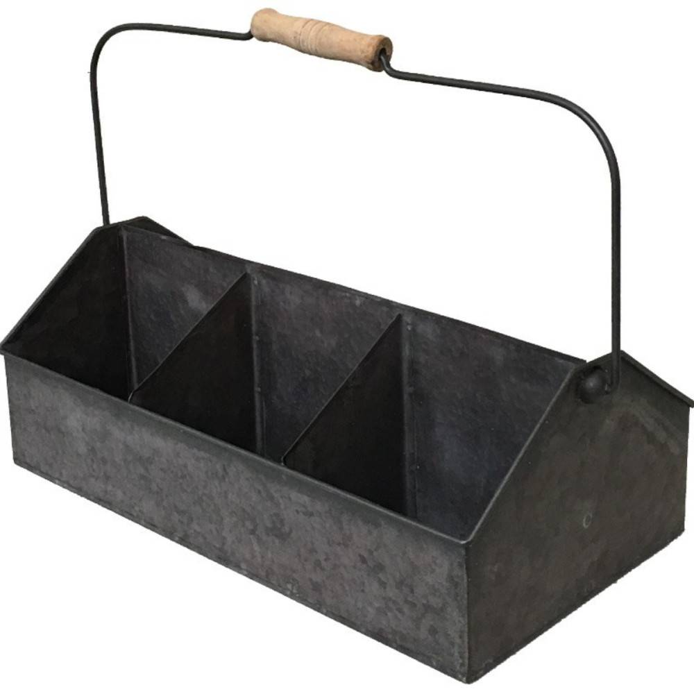 Chemin De Campagne - Porte bouteille en zinc gris foncé vieilli 39 x 20.5 x 14 cm Chemin de campagne
