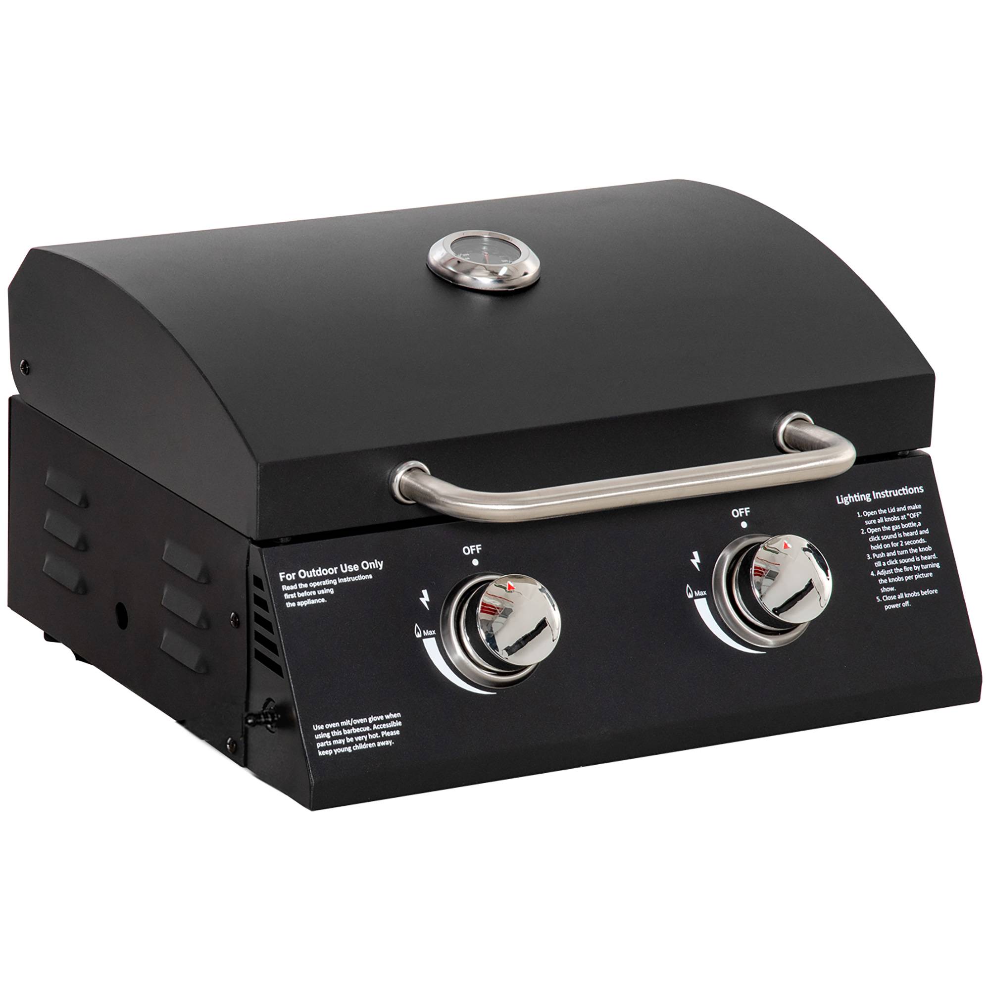Barbecue gaz de Table transportable Pieds Pliables - 2 brûleurs 5 KW - Barbecue gaz de Camping - Grille de - Image 2
