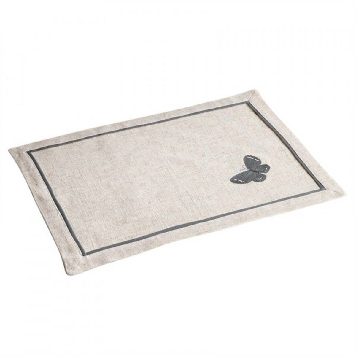 Set de Table Brodé "Opaline" 33x45cm Gris - Image 1