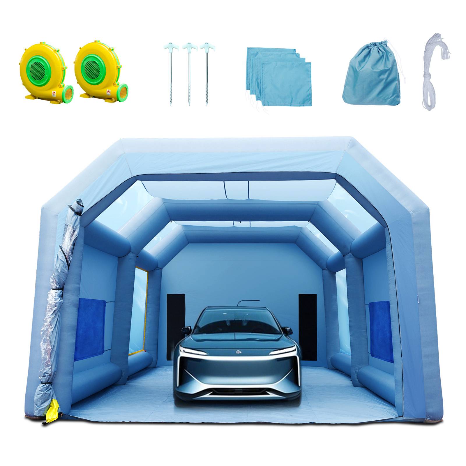 Vevor - VEVOR Cabine peinture gonflable 10x6x4 m, tissu Oxford 210D, système filtration, 2 souffleurs, pour atelier. - Image 1
