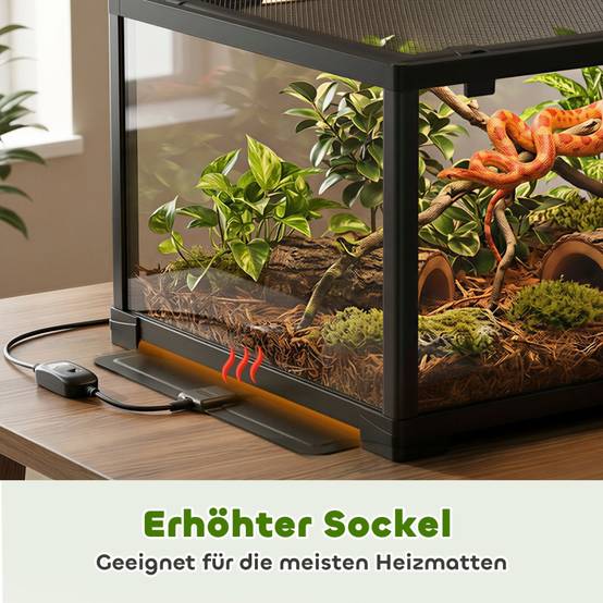 Terrarium reptile en verre pour lézards et geckos avec porte coulissante 60x45x32 cm noir - ComfortXL Outdoor Living - Image 6