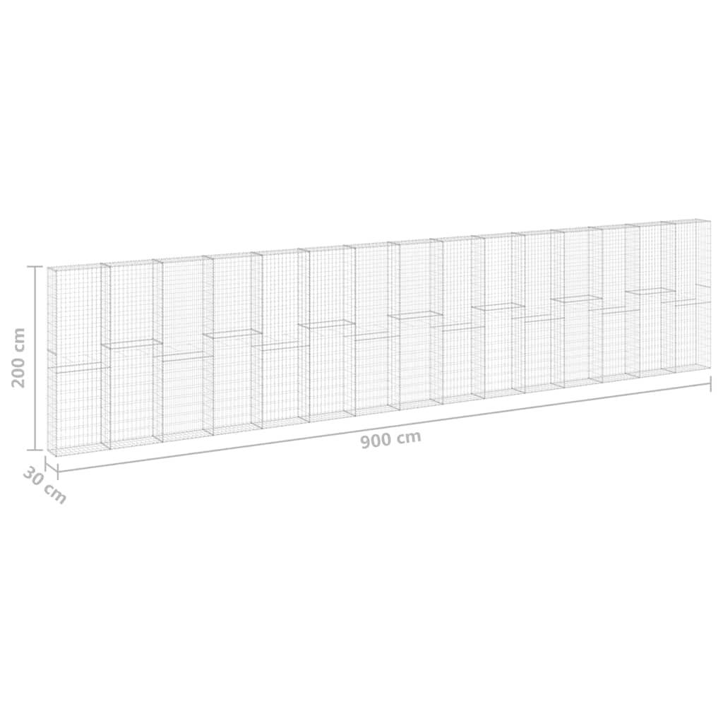 Mur en gabion avec couvercles Acier galvanisé 900 x 30 x 200 cm - PANGIVO - Image 7