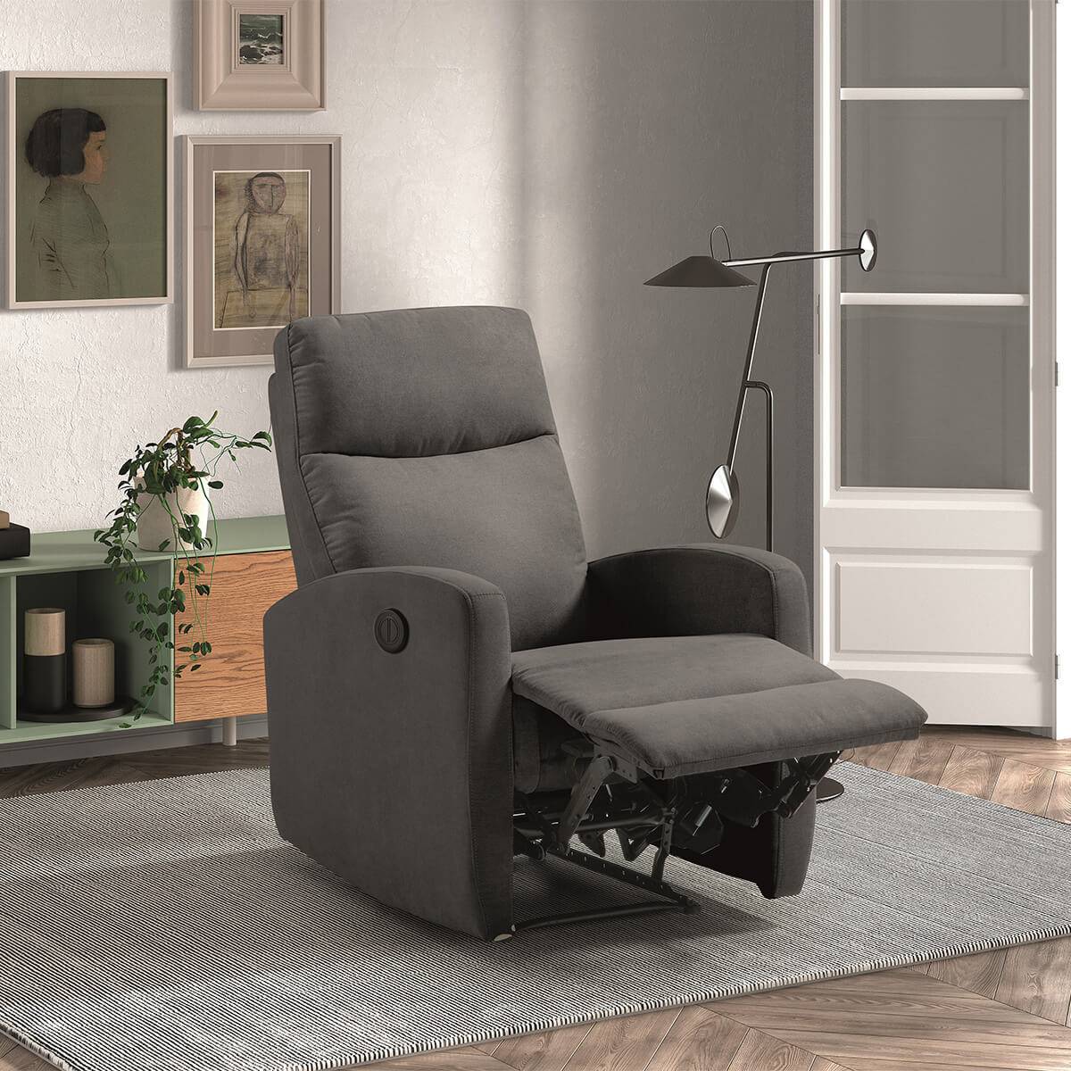 Fauteuil Relax Electrique Tissu Gris Foncé - LERIDA - Image 2