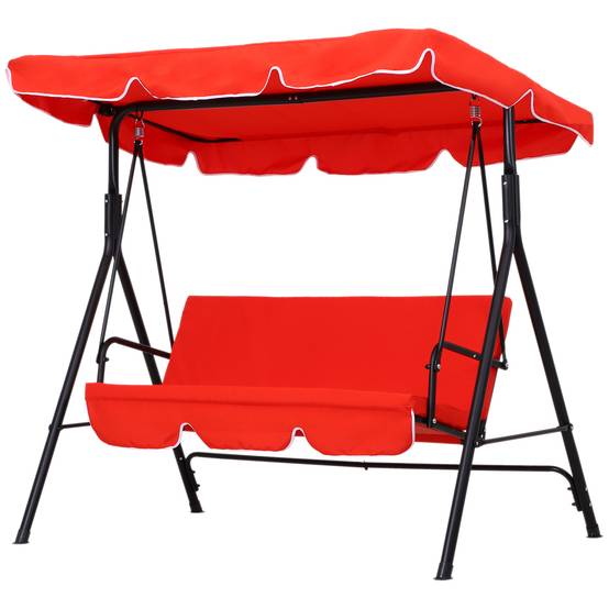 Balancelle 3 places acier balcon toit réglable coussins inclus 172cm rouge - ComfortXL Outdoor Living - Image 2