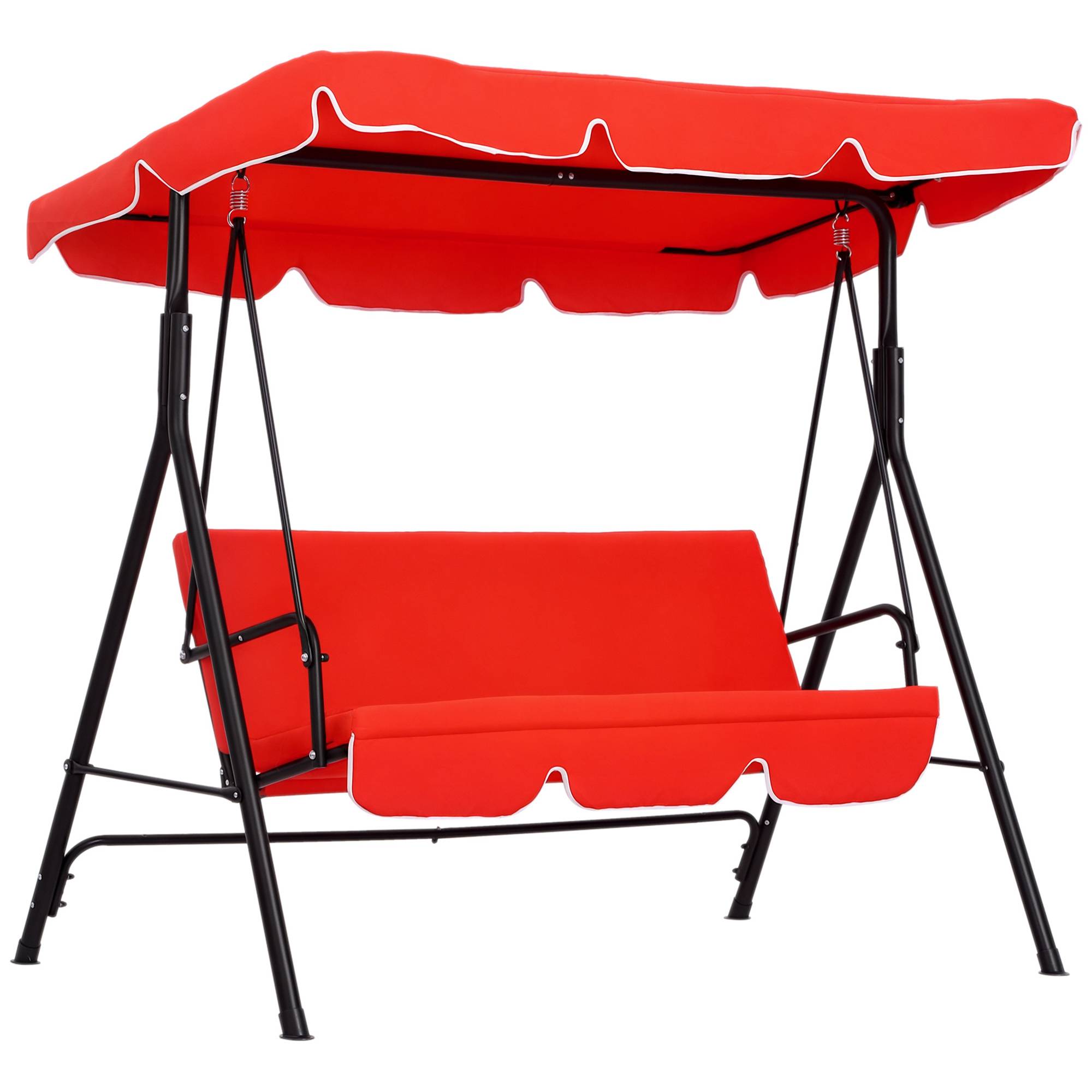 Balancelle 3 places acier balcon toit réglable coussins inclus 172cm rouge - ComfortXL Outdoor Living - Image 1