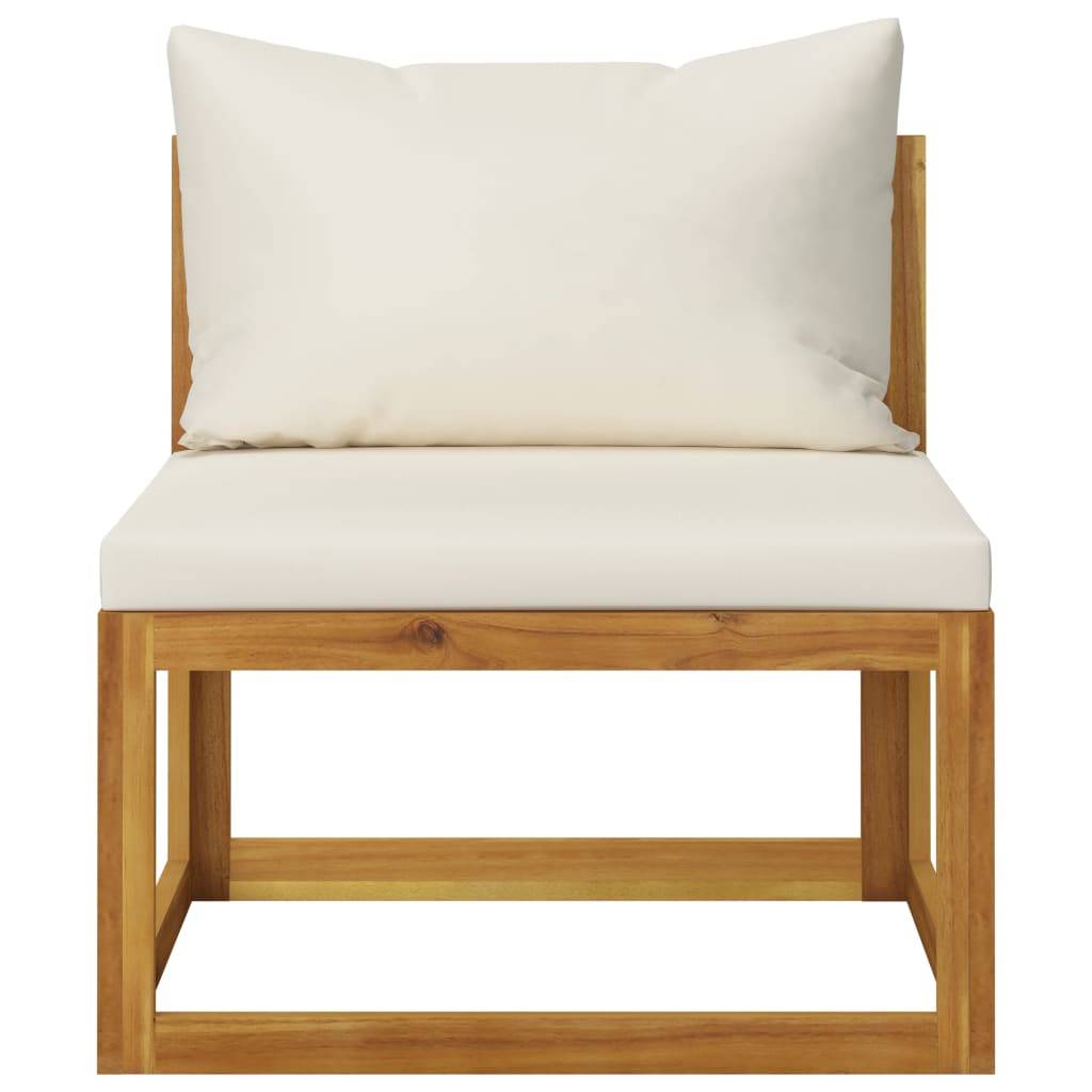 Helloshop26 - Salon de jardin meuble d'extérieur ensemble de mobilier 8 pièces avec coussin crème bois d'acacia solide - Imagen 7