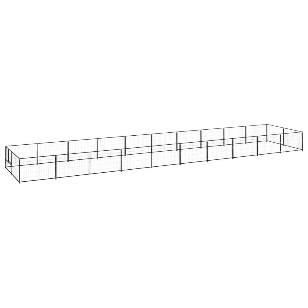 Helloshop26 - Chenil extérieur cage enclos parc animaux chien noir 20 m² acier - Imagen 1