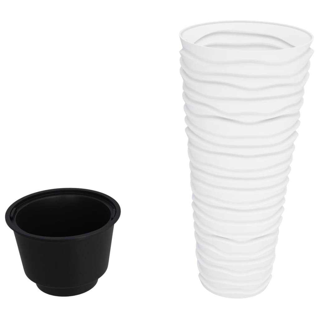 ComfortXL - Pot de Fleur Haut Design Rainuré Blanc avec Bac Intérieur Amovible 39x75 cm - ComfortXL Outdoor Living - Image 3