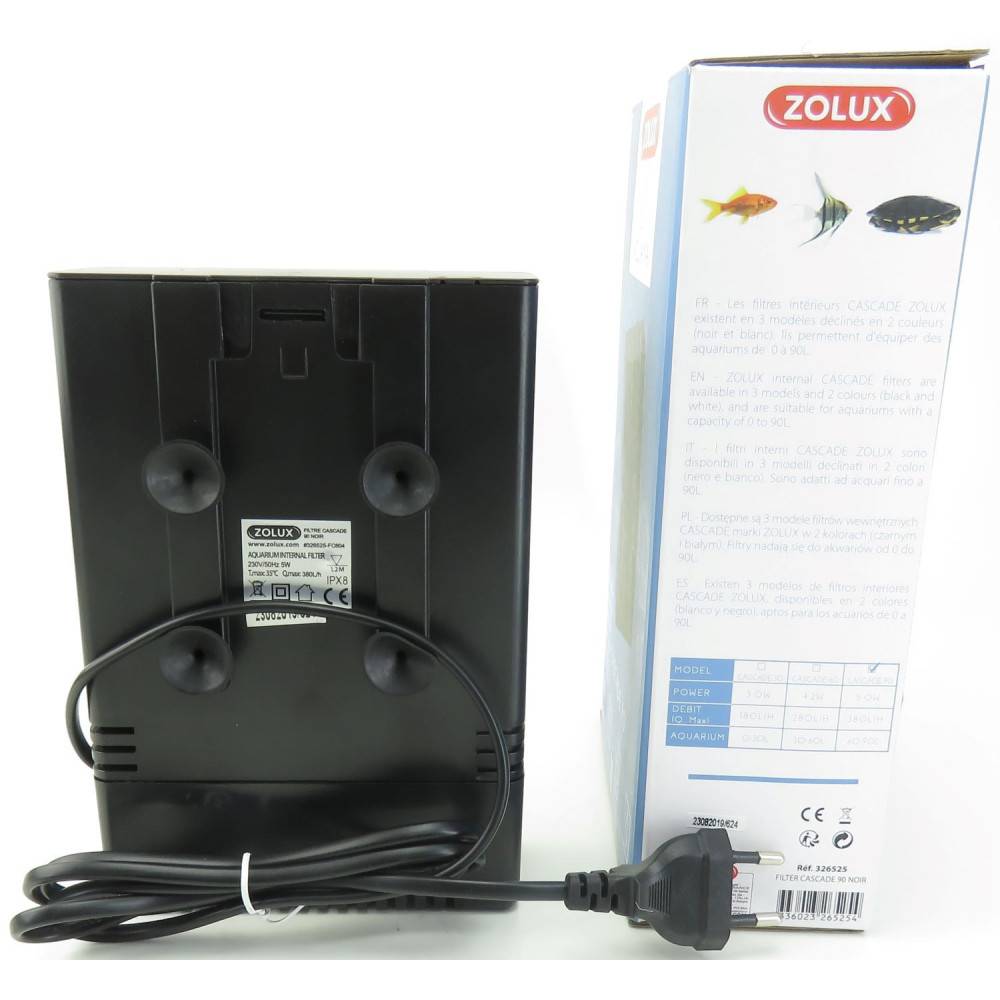 Zolux - Filtration intérieure cascade 90, puissance 5w 380l/h pour aquarium de 60 à 90l max - Imagen 4