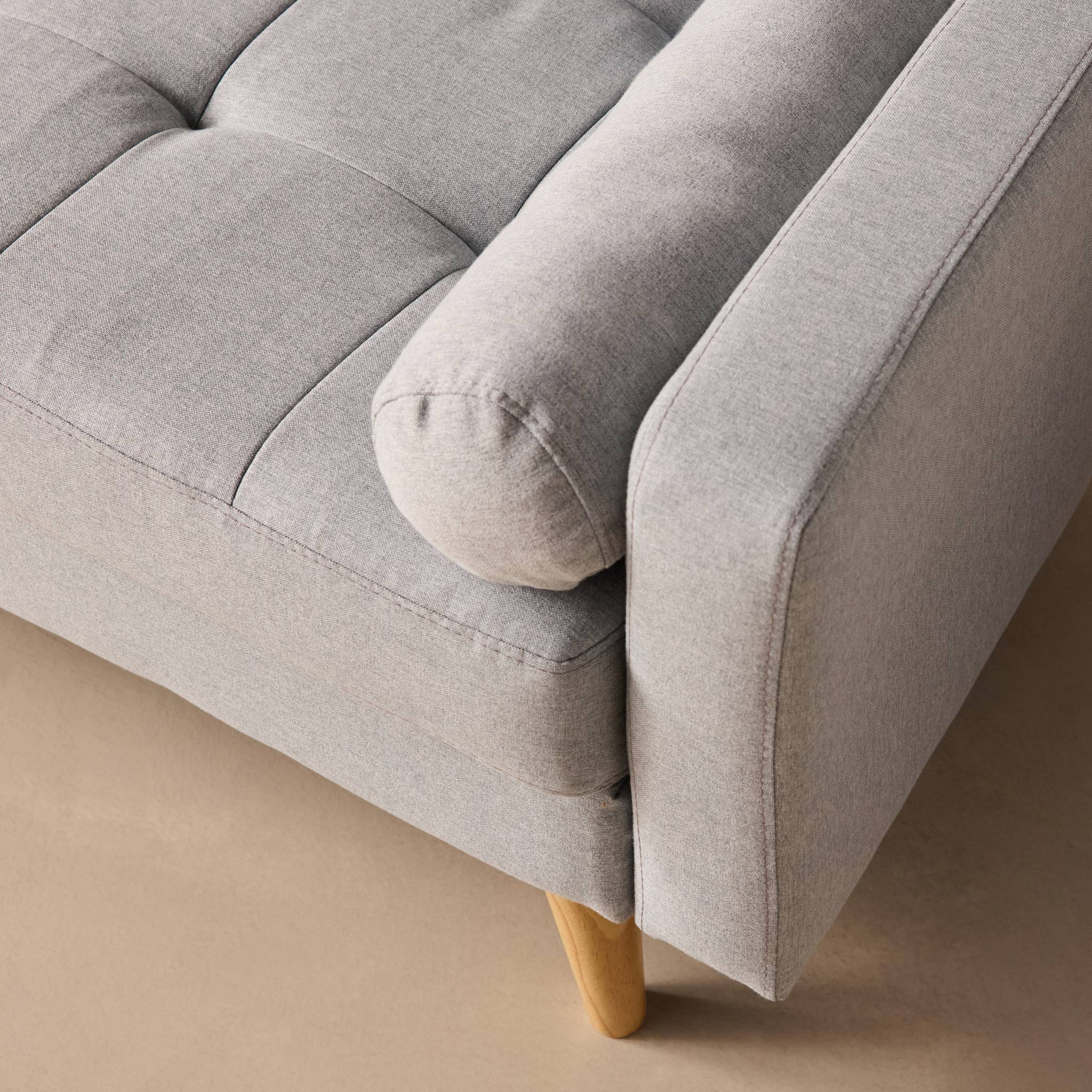 sweeek - Canapé en tissu gris clair. 3 places scandinave fixe. droit. pieds bois | sweeek - Image 6