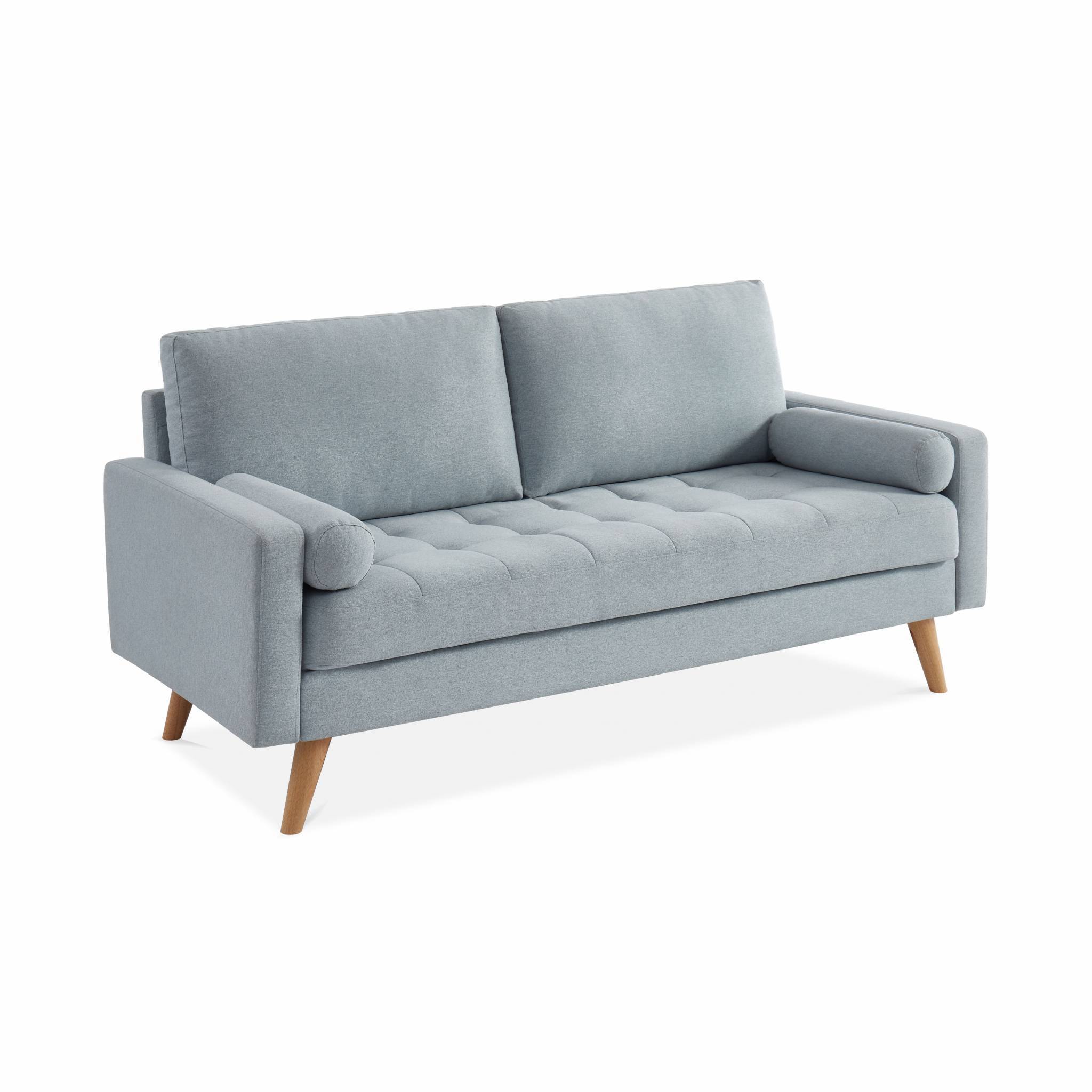 sweeek - Canapé en tissu gris clair. 3 places scandinave fixe. droit. pieds bois | sweeek - Image 2