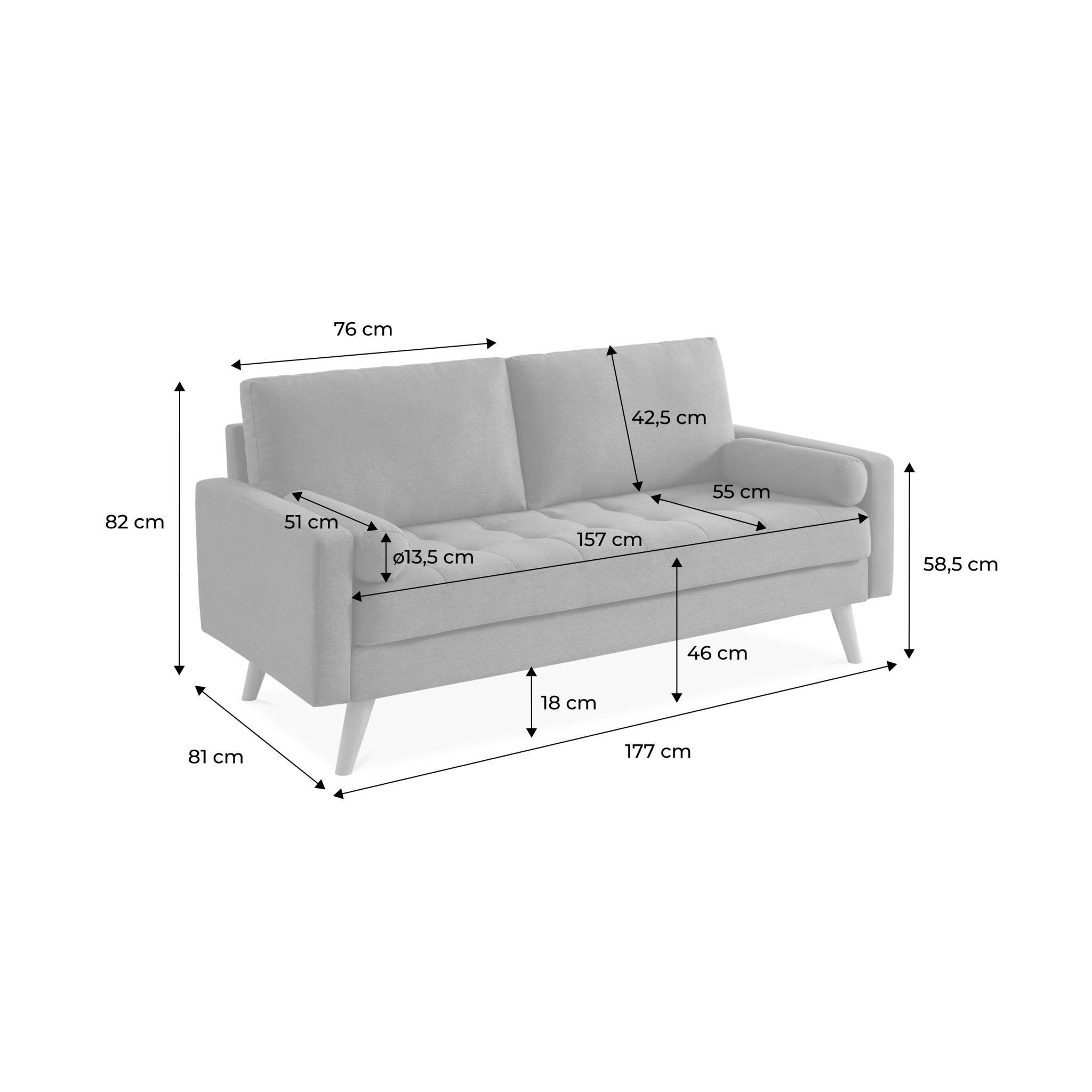sweeek - Canapé en tissu gris clair. 3 places scandinave fixe. droit. pieds bois | sweeek - Image 4
