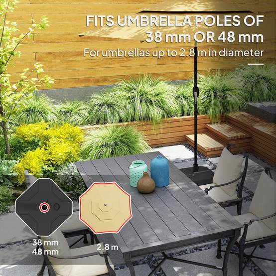 Outsunny - Pied de parasol Remplissable jusqu'à 25 kg avec Sable 20kg avec Eau - pour mât de Ø 38-48 mm - 45 x 45 x 25 cm - noir - Outsunny - Image 9
