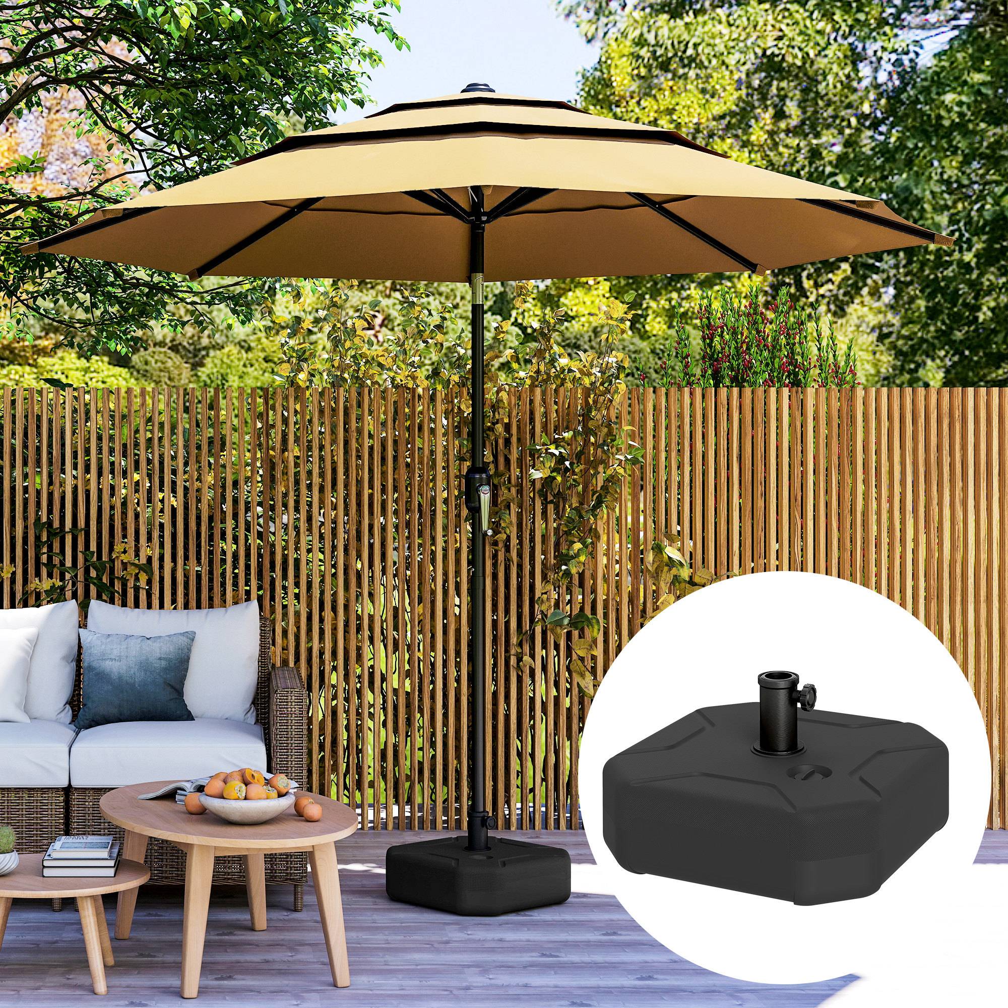 Outsunny - Pied de parasol Remplissable jusqu'à 25 kg avec Sable 20kg avec Eau - pour mât de Ø 38-48 mm - 45 x 45 x 25 cm - noir - Outsunny - Image 6