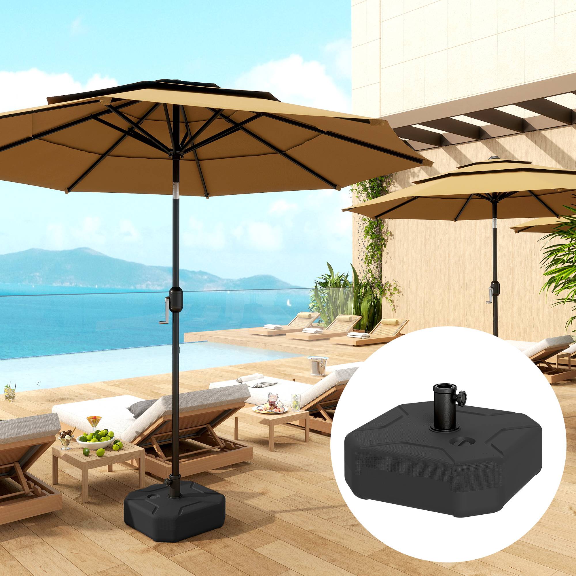 Outsunny - Pied de parasol Remplissable jusqu'à 25 kg avec Sable 20kg avec Eau - pour mât de Ø 38-48 mm - 45 x 45 x 25 cm - noir - Outsunny - Image 2